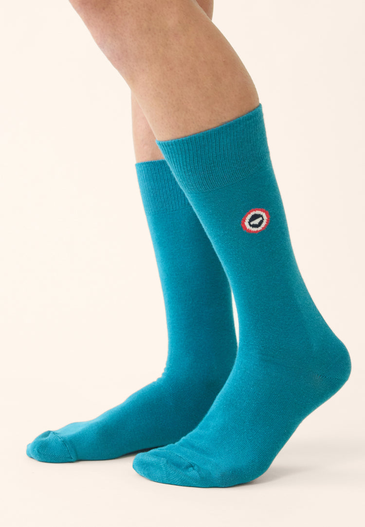 Lot de 7 chaussettes mi-hautes en coton - Chaussettes Topaz Tartan Topaz Blanc Mosaïque Ligne Indigo Bloc Bleu Turquoise Mint Green Marine - Le Slip Français - 5