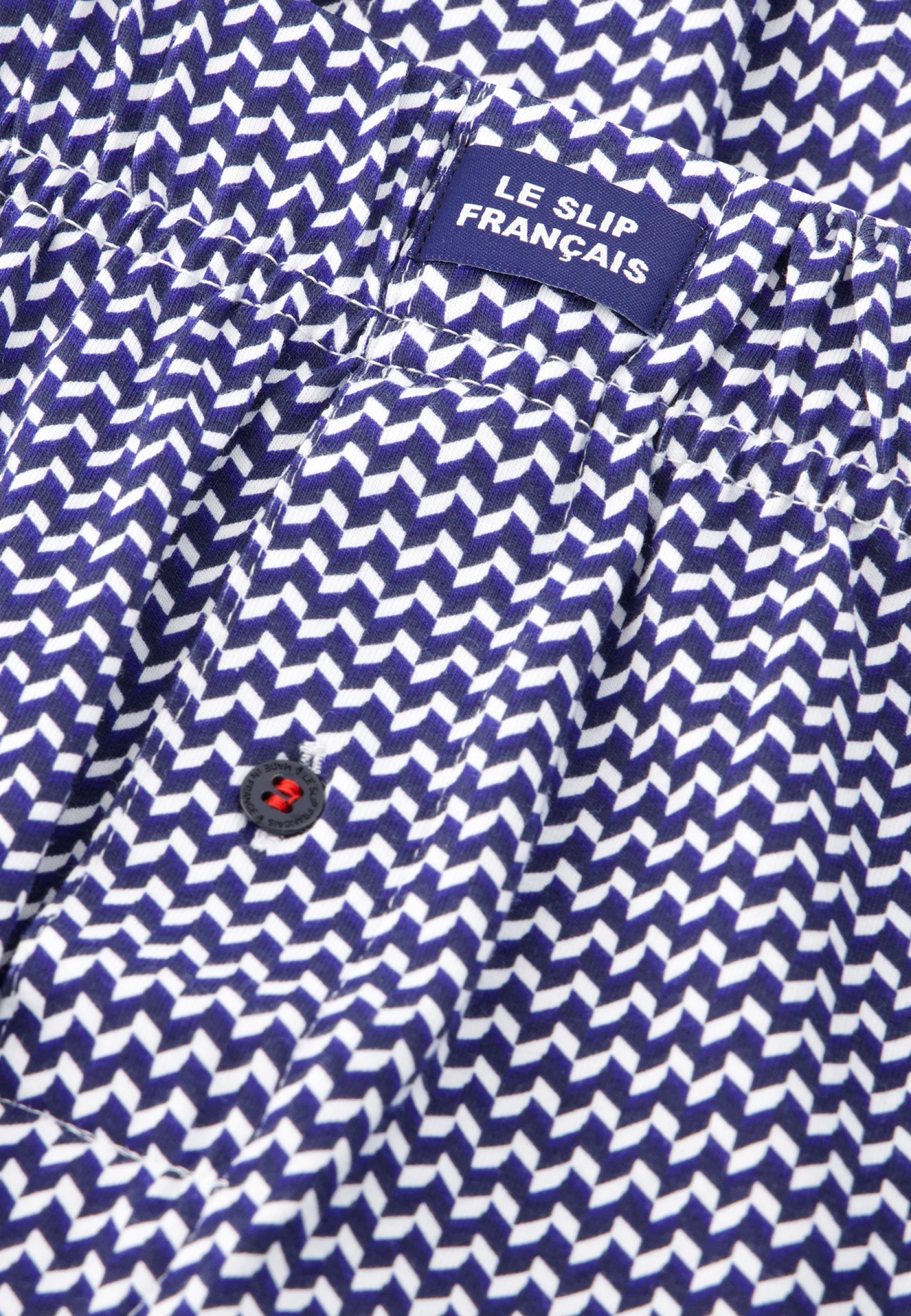 Caleçon à chevrons bleu blanc noir en jersey de coton - Fredo Chevron Bbn