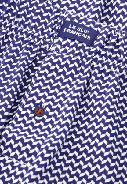 Caleçon à chevrons bleu blanc noir en jersey de coton - Fredo Chevron Bbn