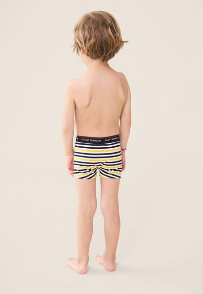 Boxer enfant à rayures jaunes en coton - Petit Joseph Rayures Jaune