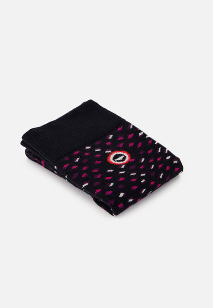 Chaussettes mi-hautes noires avec carrés fantaisie - Lucas Petit Carre Noir