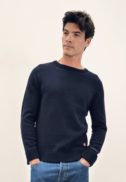 Pull homme bleu marine en maille - Jean Pull Marine Brodé L'Incroyable