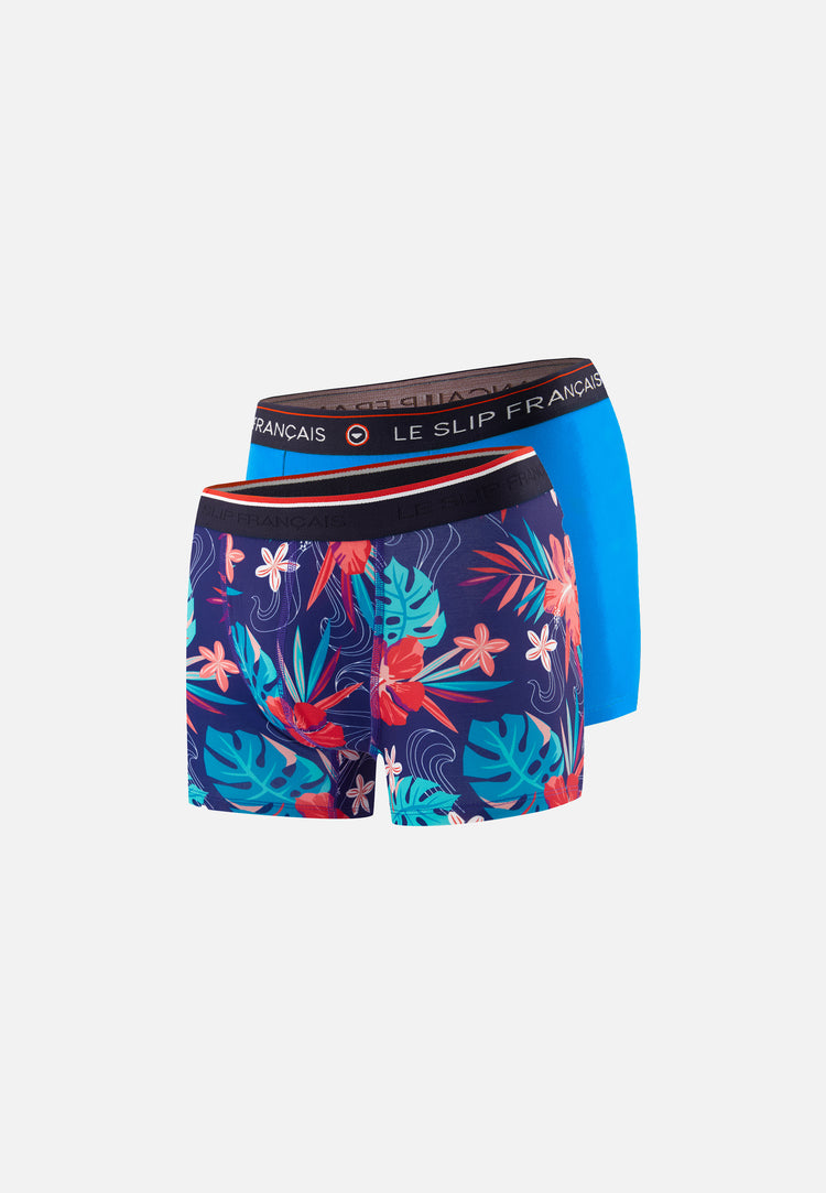 Marius Hawaii Redoutable Fluorescent Blue Boxer Duo Pack - Le Slip Français - 1
