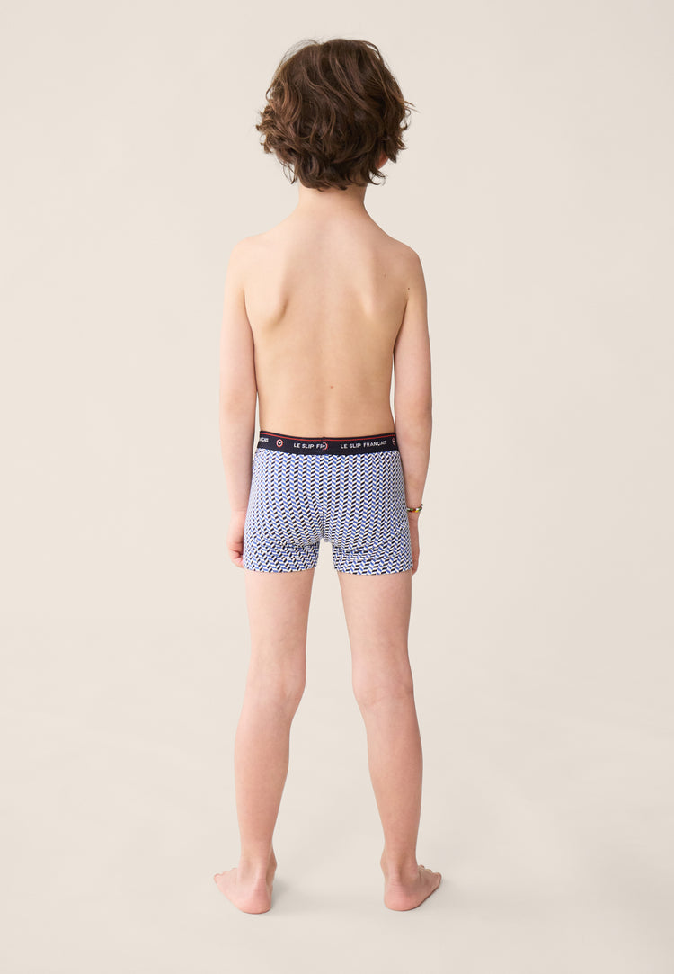 Boxer en coton - Petit Joseph Chevron Bleu Poussiere - Le Slip Français - 5