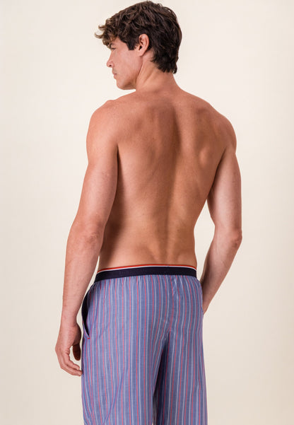 Bas de pyjama long à motif rayure en coton - Bastien Tricolores