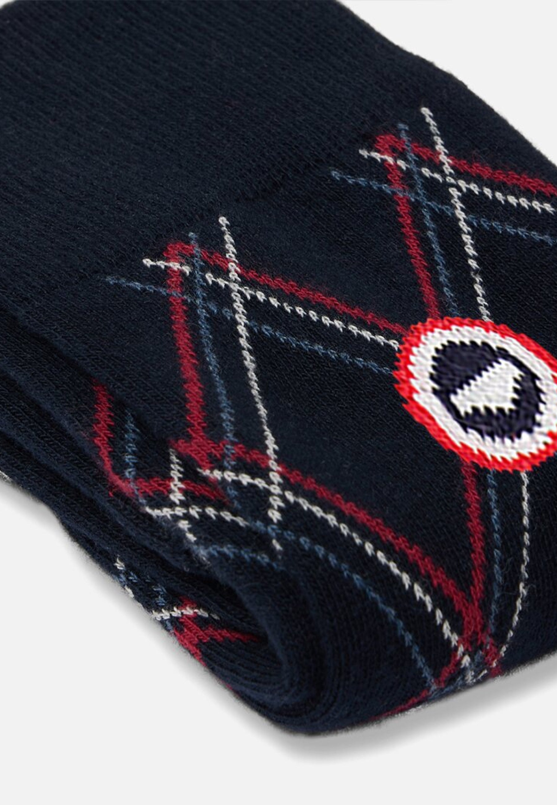 Chaussettes mi-hautes bleu marine à carreaux fantaisie - Lucas Tartan Marine