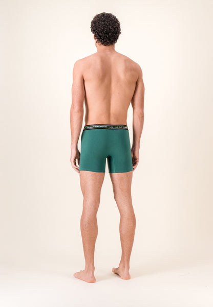 Lot de 3 boxers longs en coton - Boxers Chevron Jaune Anis Noir Vert Forêt