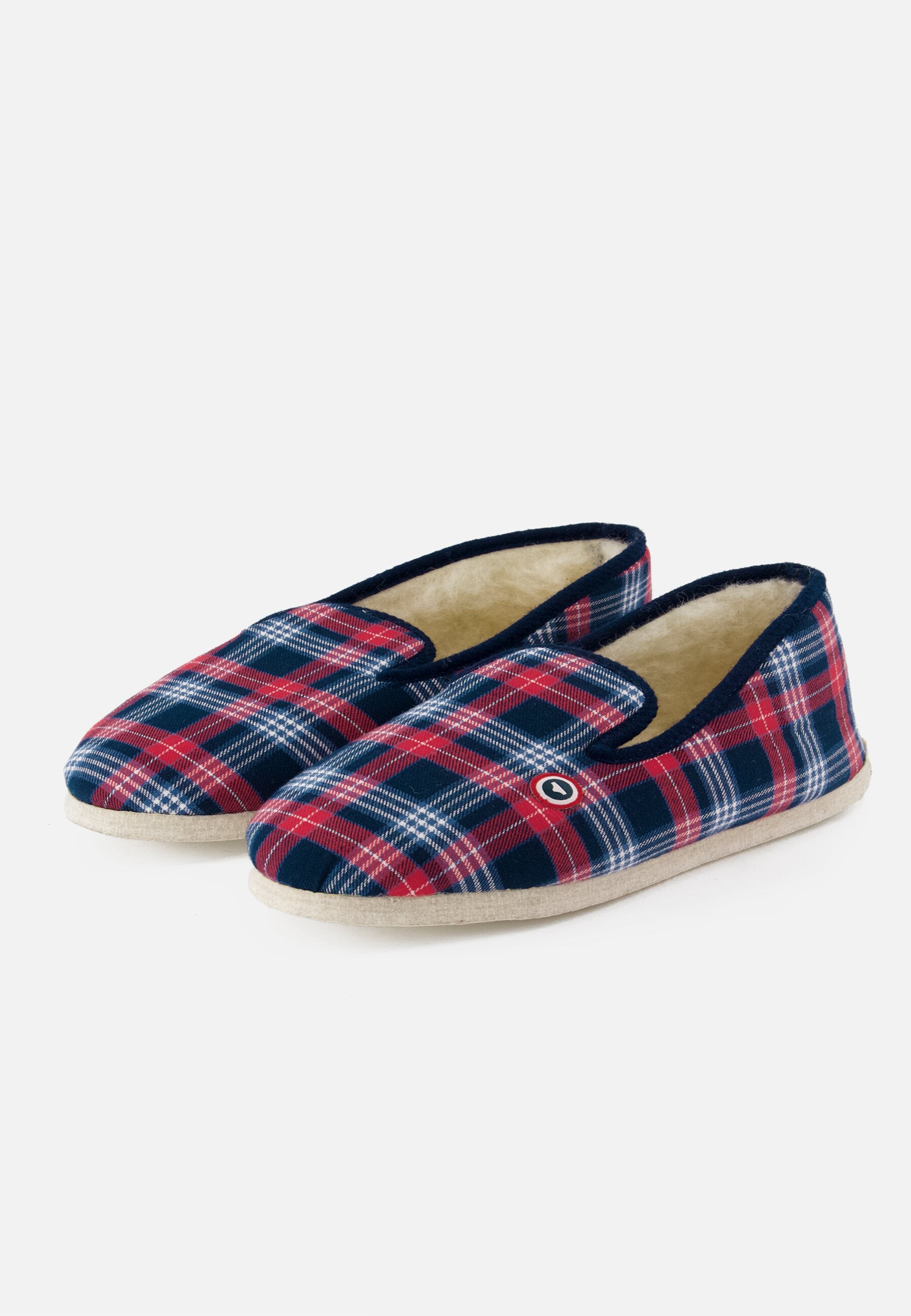 Chaussons d'intérieur à motif tartan bleu, blanc, rouge - Pantoufles Tartan Bleu Blanc Rouge