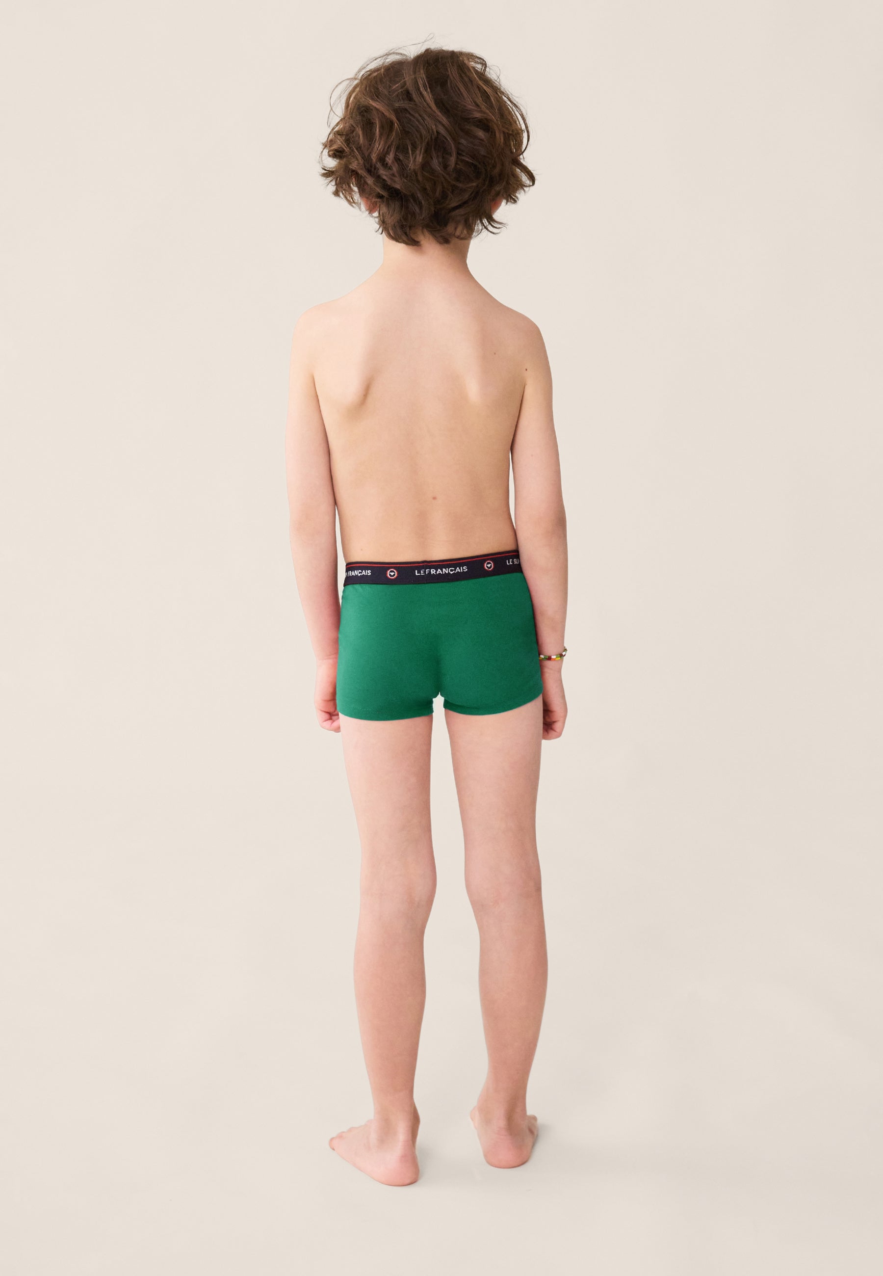 Boxer enfant vert en coton - Petit Joseph Emeraude