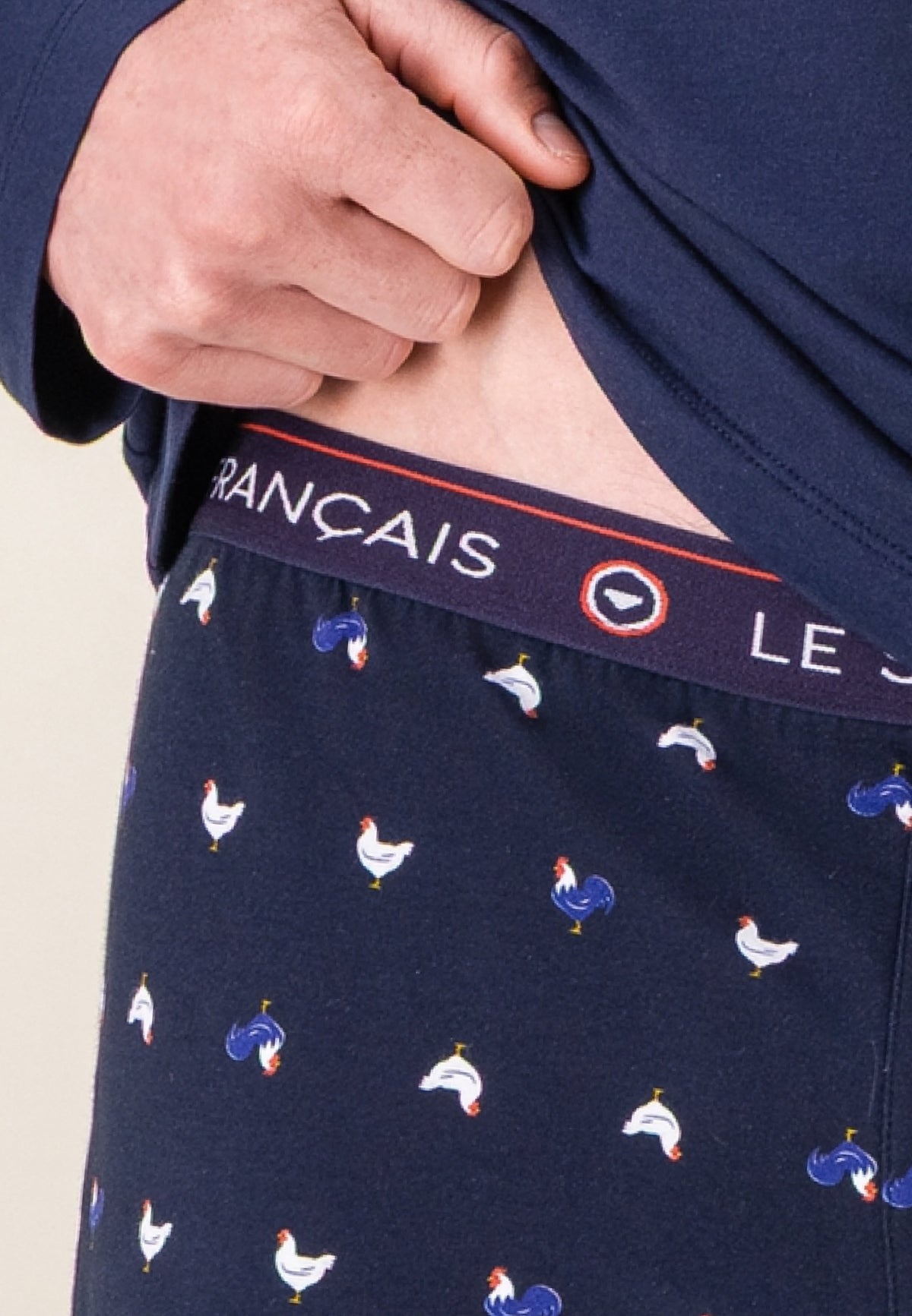 Ensemble pyjama haut et pantalon à motif coq marine en coton - Pyjama Haut Manches Longues Et Bas De Pyjama Long Tont Coq