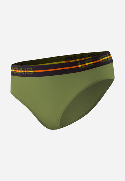 High-waisted green cotton briefs - Rieuse Kaki Veronese