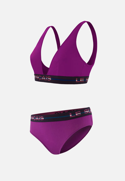 Ensemble culotte soutien-gorge triangle en coton - Séduisante Violet Rieuse Violet