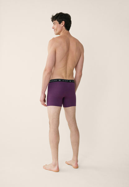 Lot de 3 boxers long en coton - Boxers Marine Gris Anthracite Prune