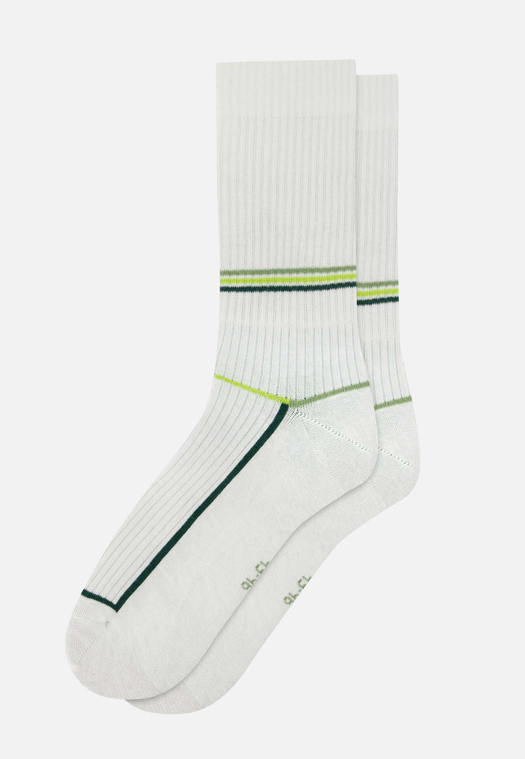 Chaussettes de sport mi-hautes à motif laser blanc jaune anis en coton - Wilfried Laser Blanc Jaune Anis