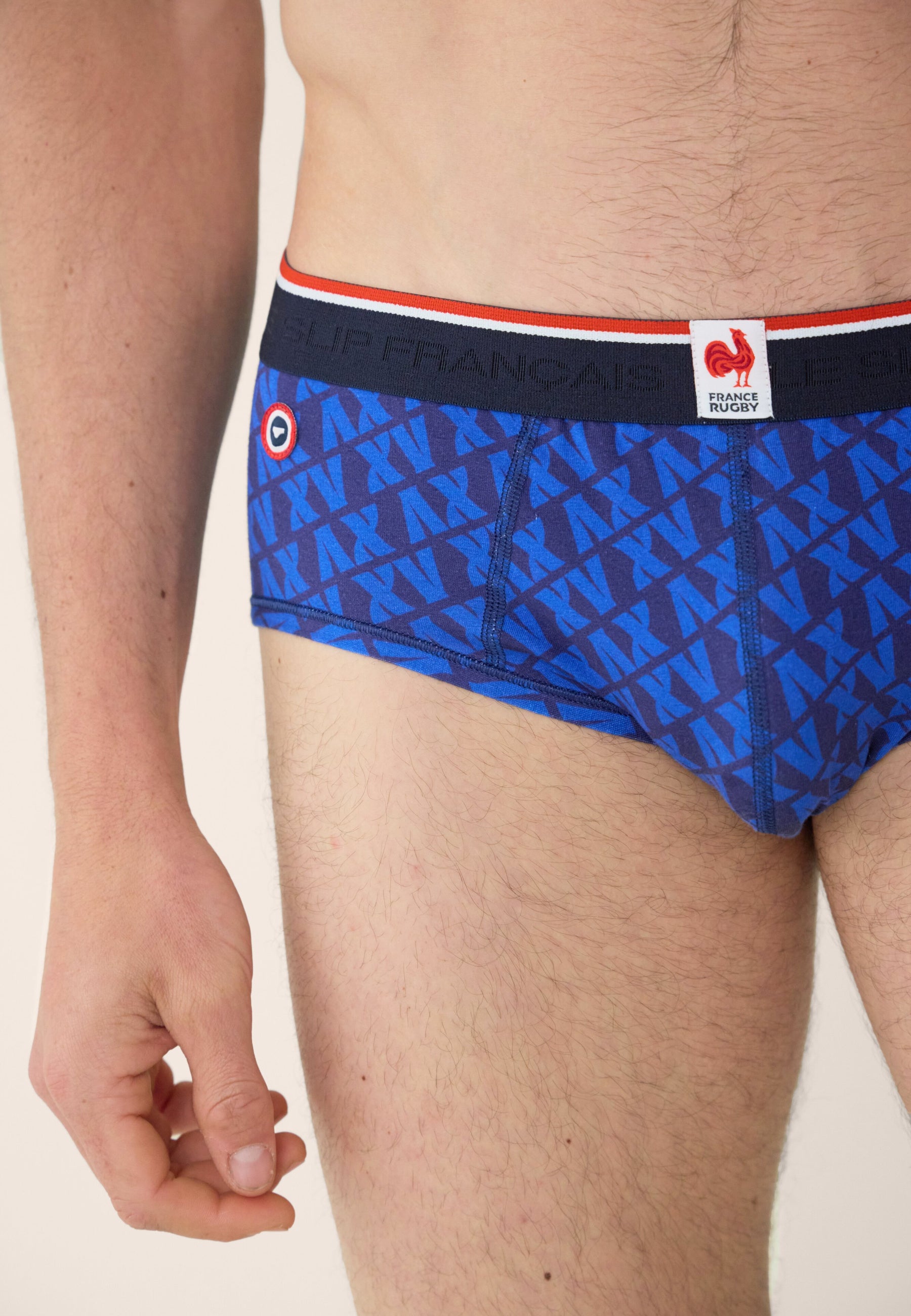 Slip bleu marine à motif XV en coton - Terrible XV Marine