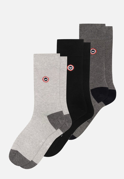 Lot de 3 chaussettes noir et gris mi-hautes - Chaussettes Noir Gris Anthracite Gris