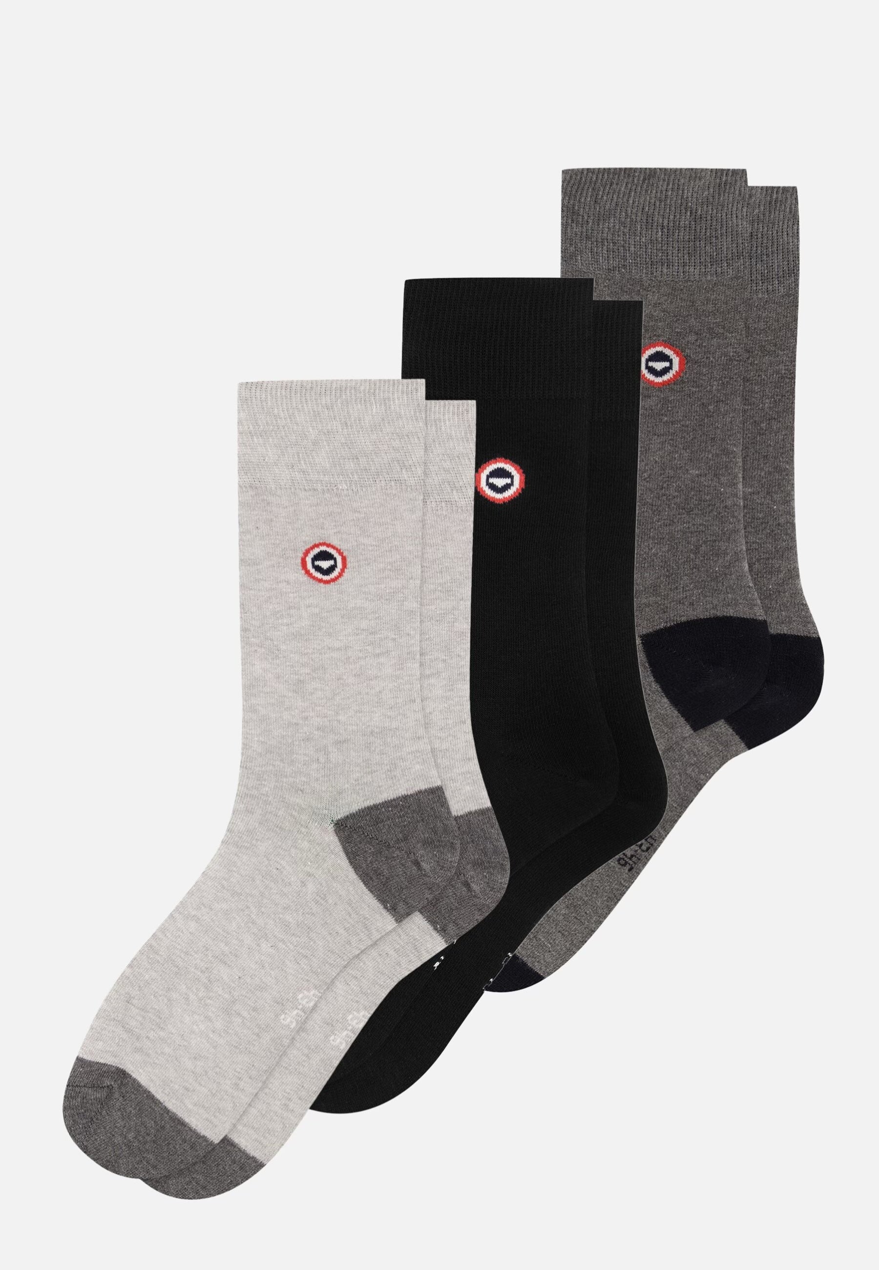 Lot de 3 chaussettes noir et gris mi-hautes - Chaussettes Noir Gris Anthracite Gris
