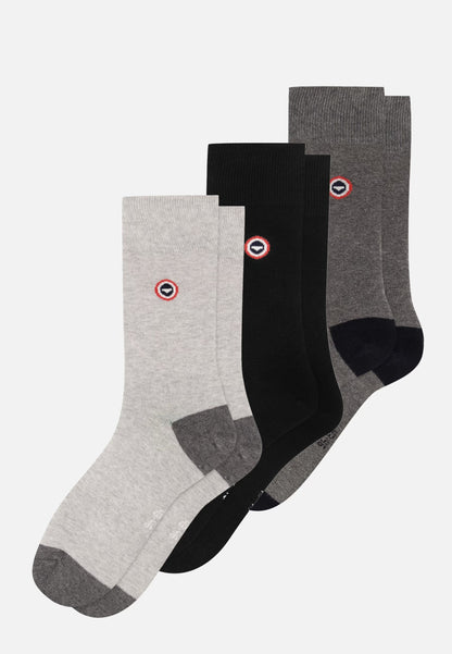 Lot de 3 chaussettes noir et gris mi-hautes - Chaussettes Noir Gris Anthracite Gris