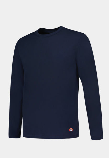 T-shirt homme bleu marine à manches longues en coton - Superbe Marine