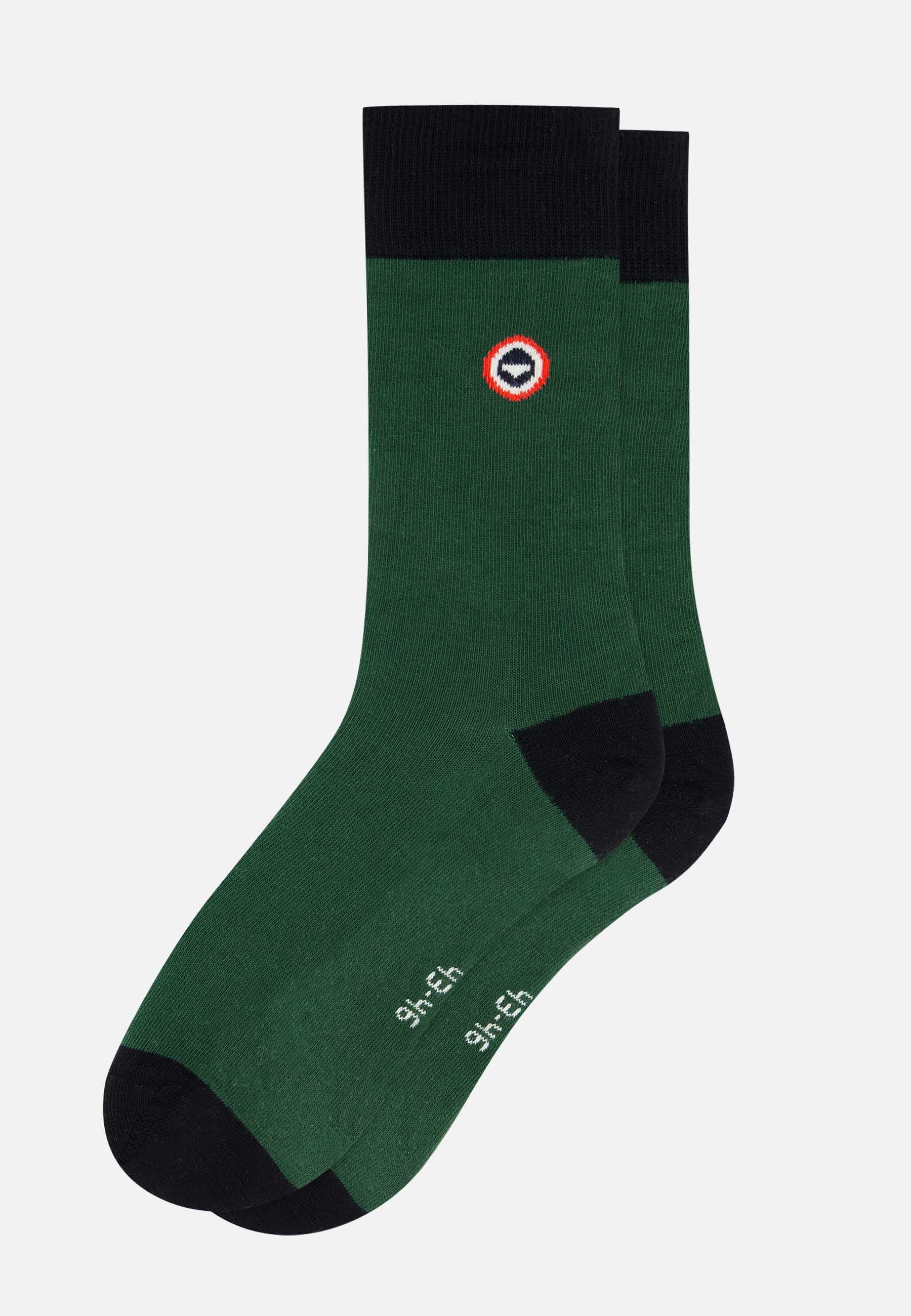 Chaussettes mi-hautes vert en coton - Robuste Vert Foret Noir