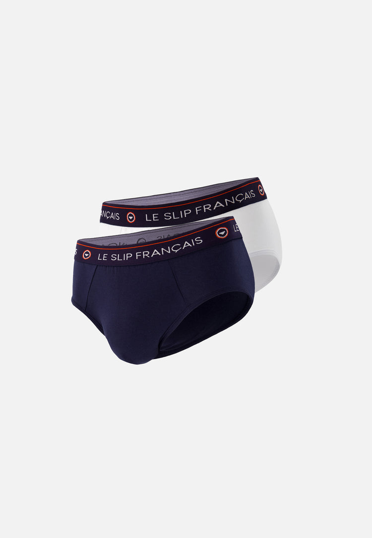 Navy and White Intrepide Brief Duo Pack - Le Slip Français - 1