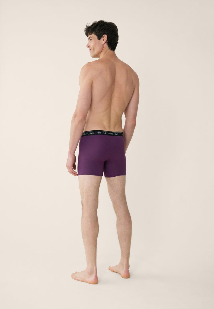 Lot de 2 boxers longs en coton - Boxers Prune Gris Chiné - Le Slip Français - 5