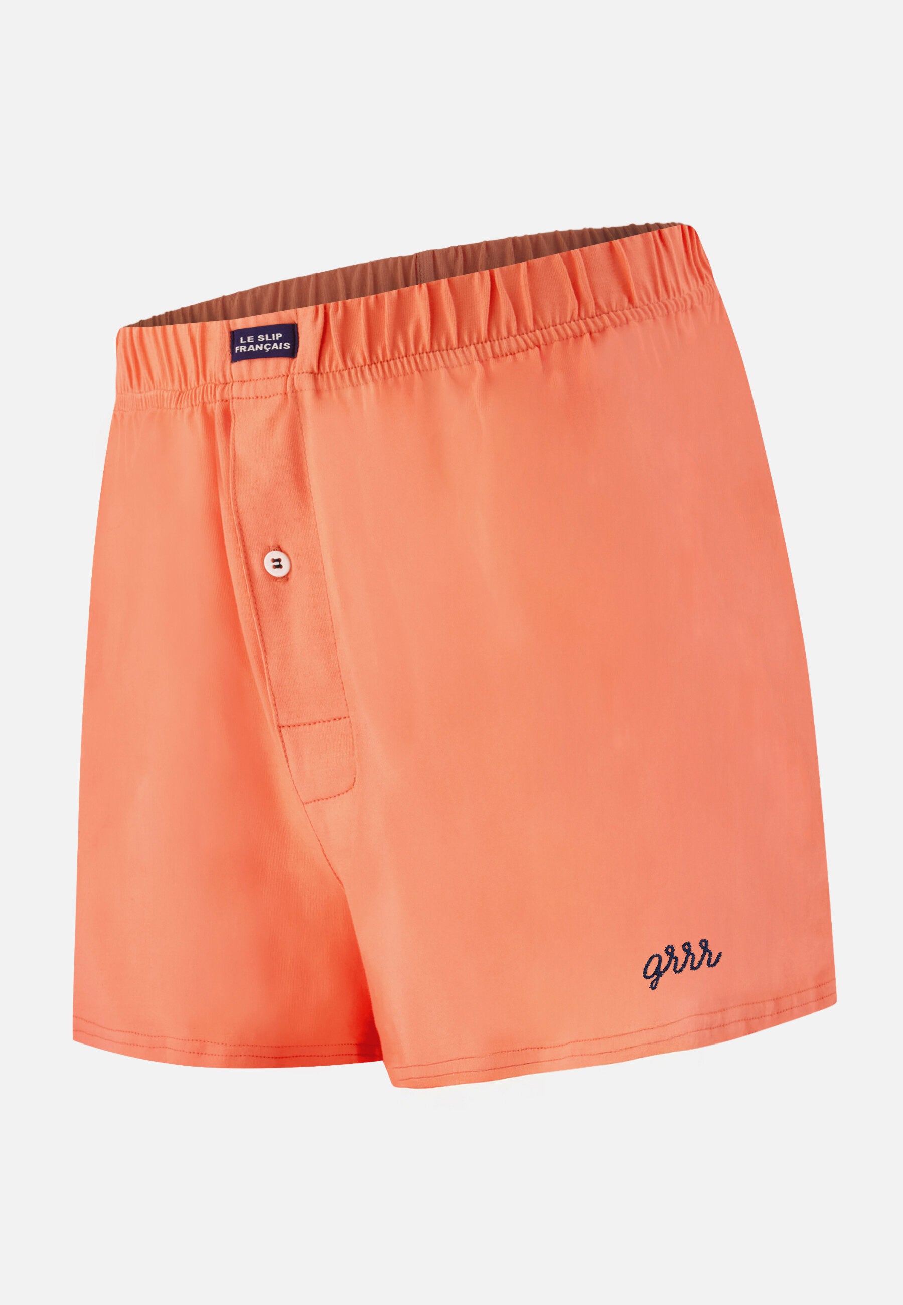 Pink cotton jersey boxer shorts - Fredo Rose Pêche embroidered grrr