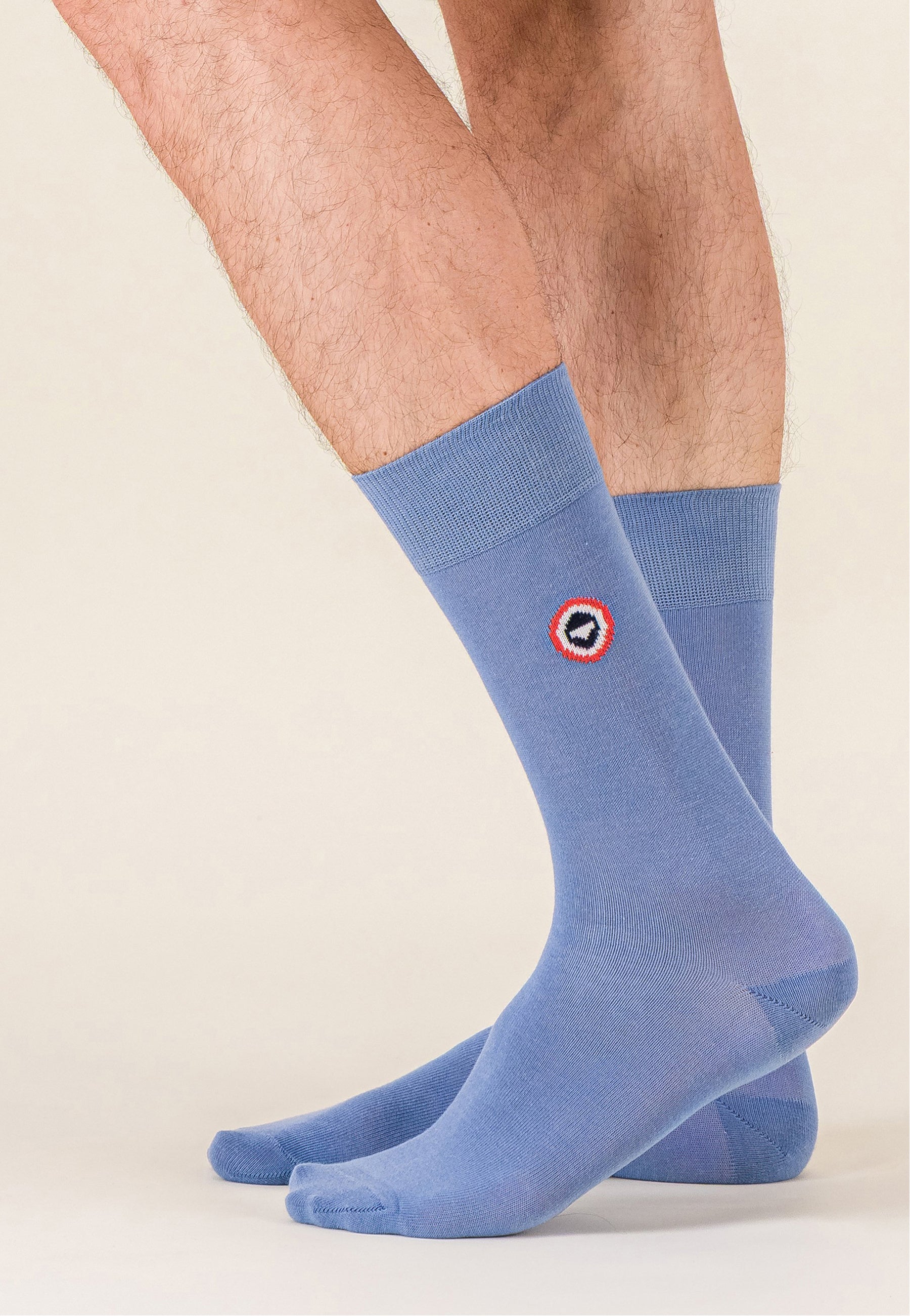 Chaussettes mi-hautes bleu en coton - Robuste Bleu Jean