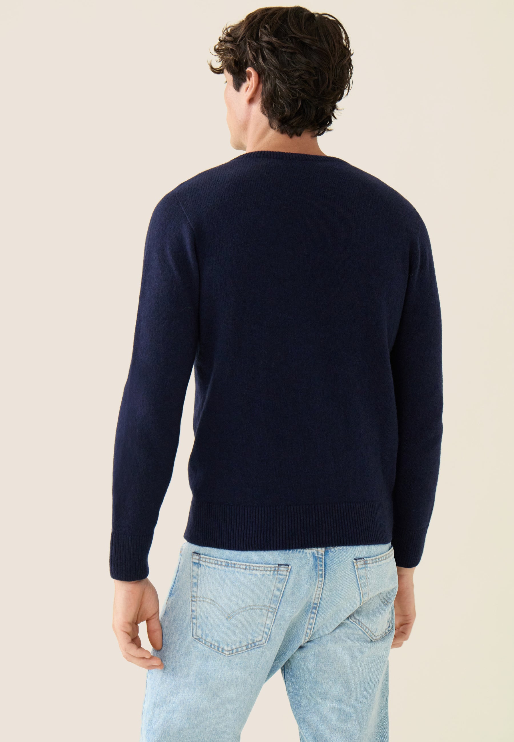 Men's navy blue knitted sweater - Jean Pull Marine