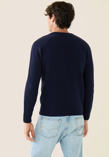 Men's navy blue knitted sweater - Jean Pull Marine