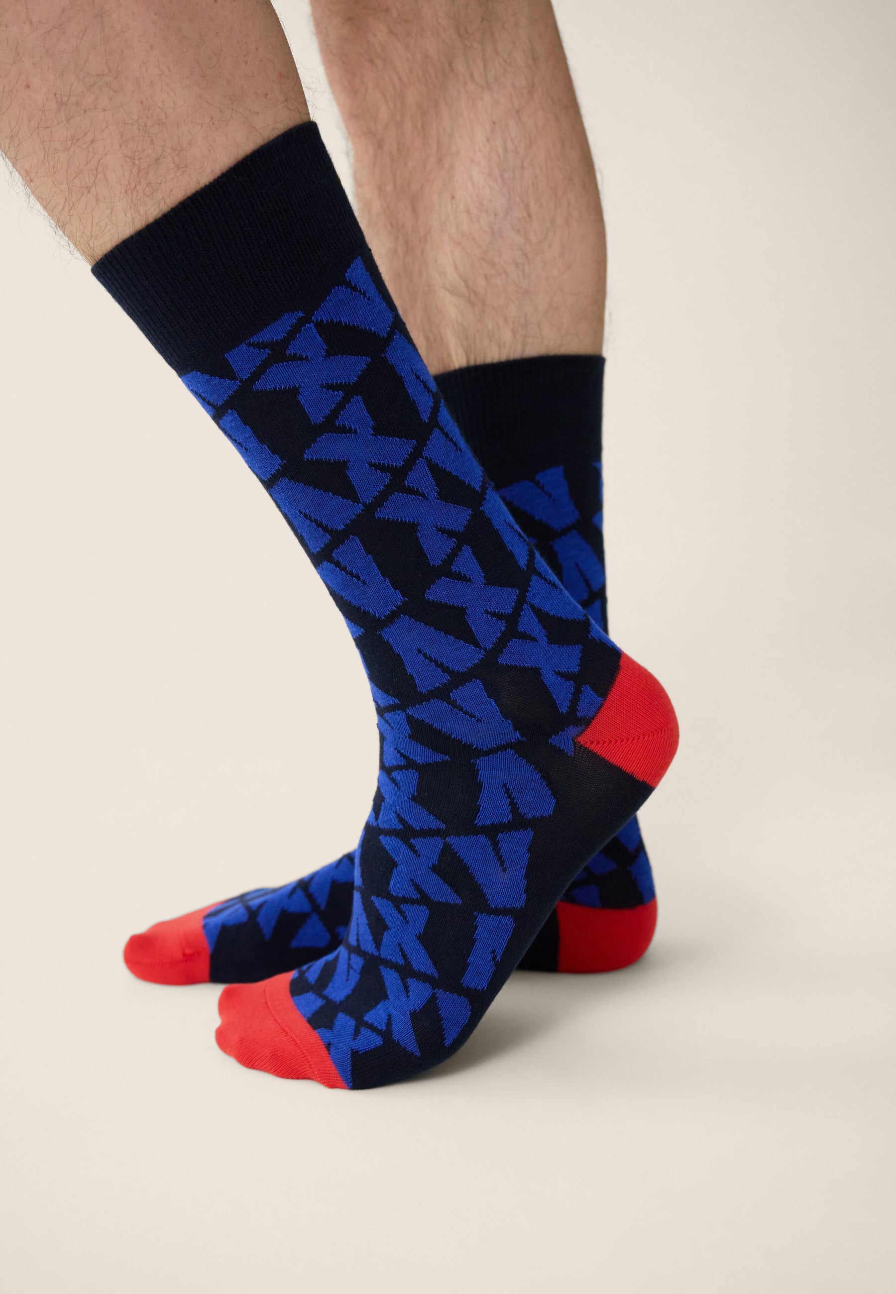 Chaussettes mi-hautes bleu à motif XV de France - Lucas XV Indigo