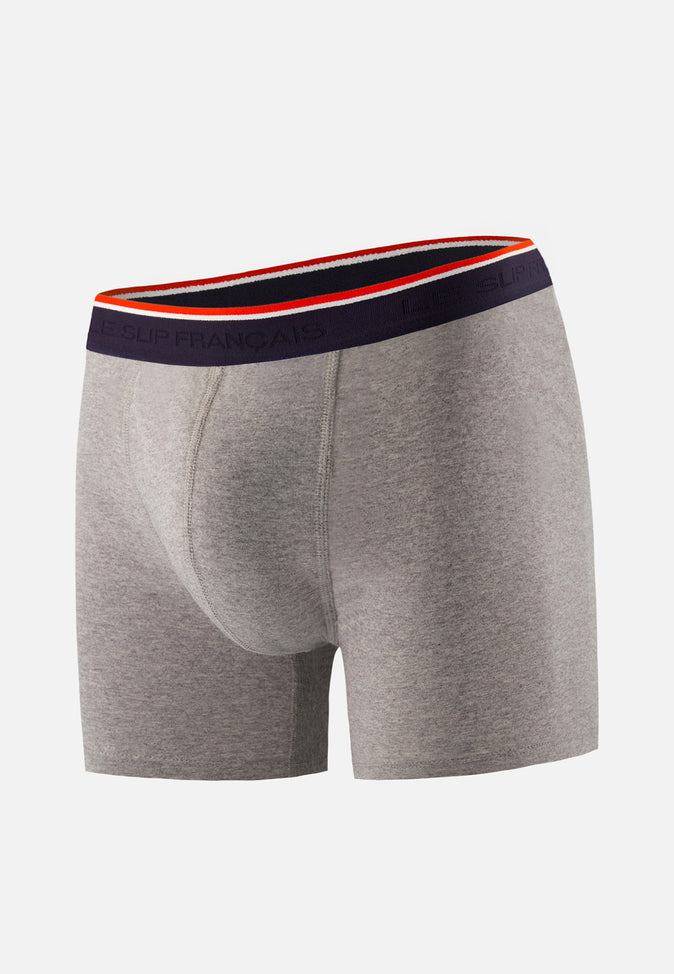 le slip français Boxer long en coton Michel Gris Chiné