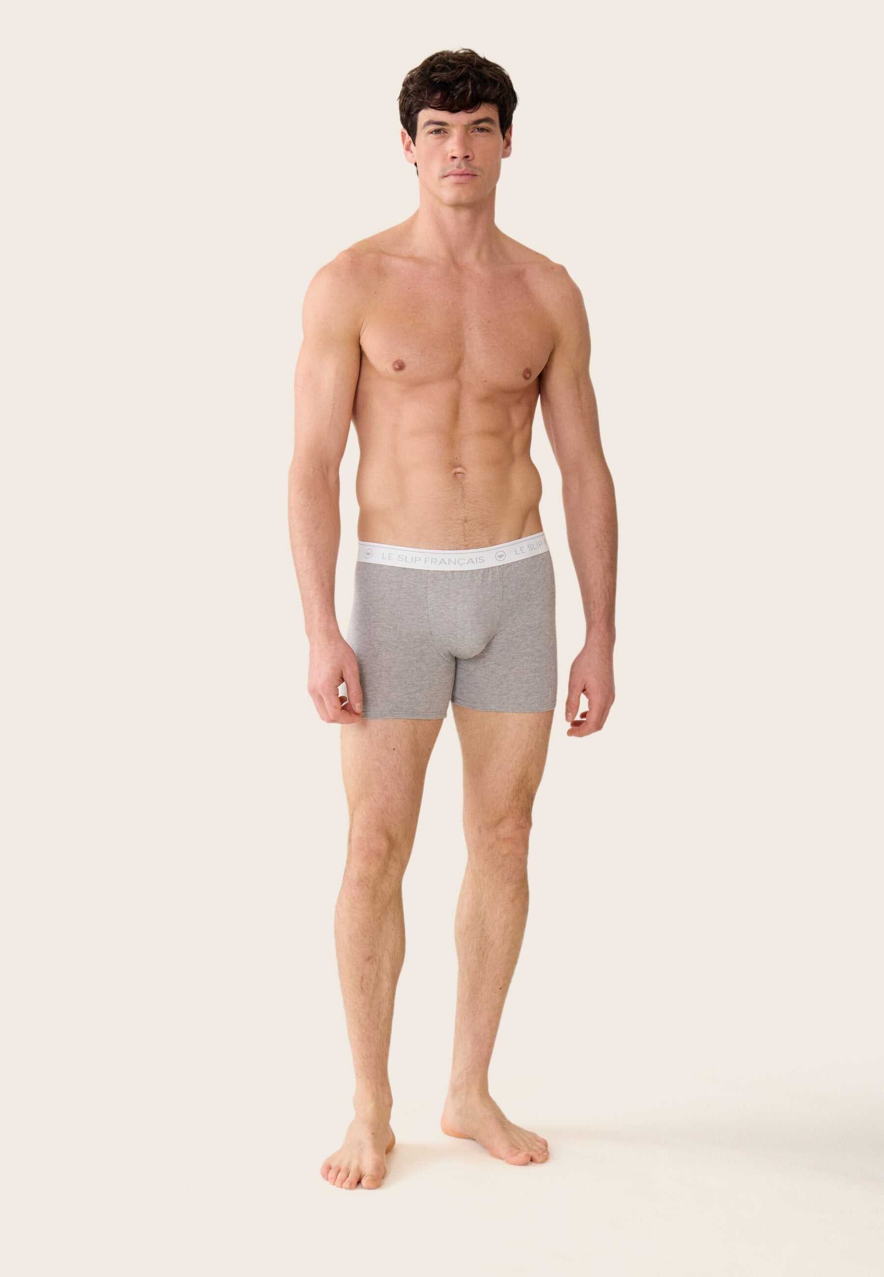 Lot de 5 boxers longs en coton - Boxers Longs Marine Indigo Bleu Jean Gris Chiné Marinière