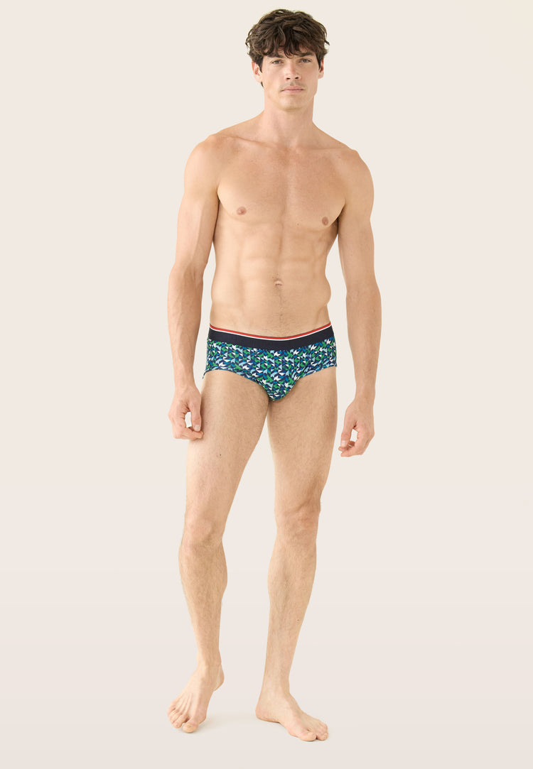 Slip imprimé mosaïque indigo en coton - Terrible Mosaique Indigo - Le Slip Français - 2