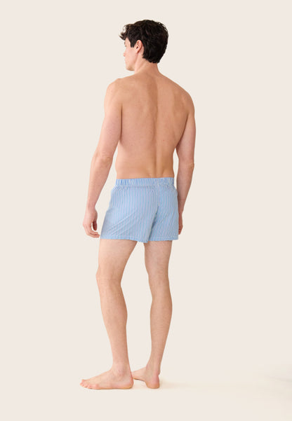 Blue striped cotton mattress boxer shorts - Jacques Striped Mattress Blue Ocean