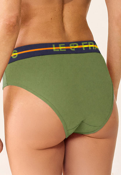 High-waisted green cotton briefs - Rieuse Kaki Veronese