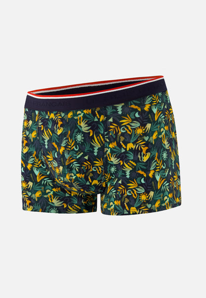 Green boxer shorts with jungle print in cotton - Marius Jungle Khaki Veronese