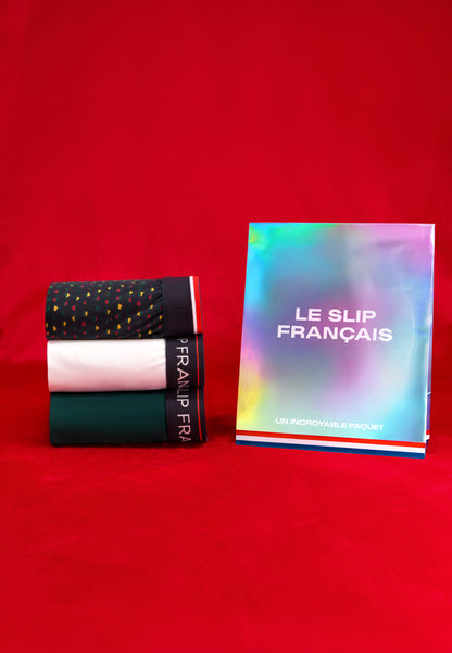 Lot de 3 boxers en coton - Boxers Vert Sapin Blanc