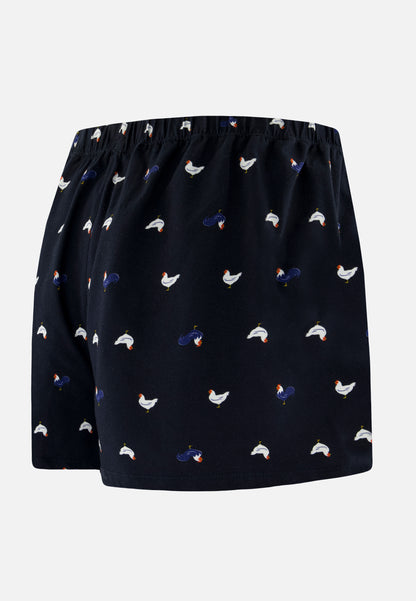 Caleçon à motif coq marine en jersey de coton - Fredo Coq Marine