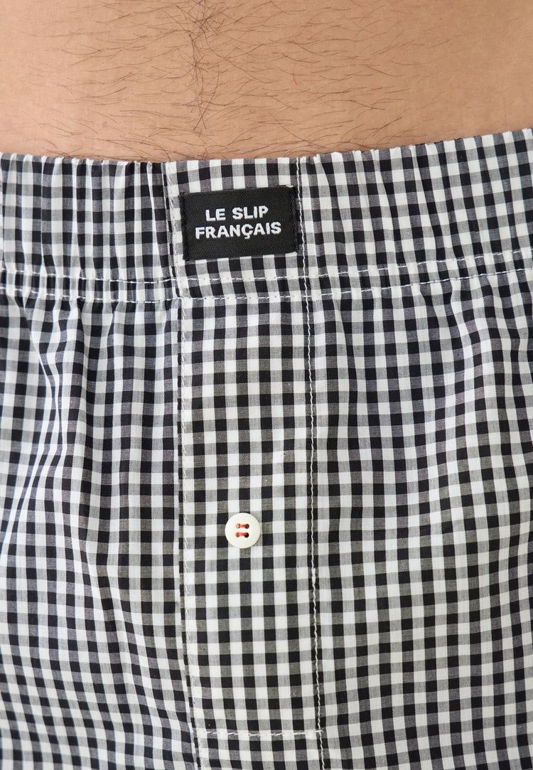 Caleçon à carreaux noir en coton - Jacques Carreaux Vichy Noir - Le Slip Français - 5