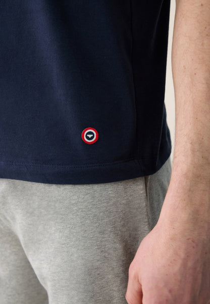 T-shirt homme bleu marine à manches courtes en coton - Formidable Marine Brodé Porte Bonheur