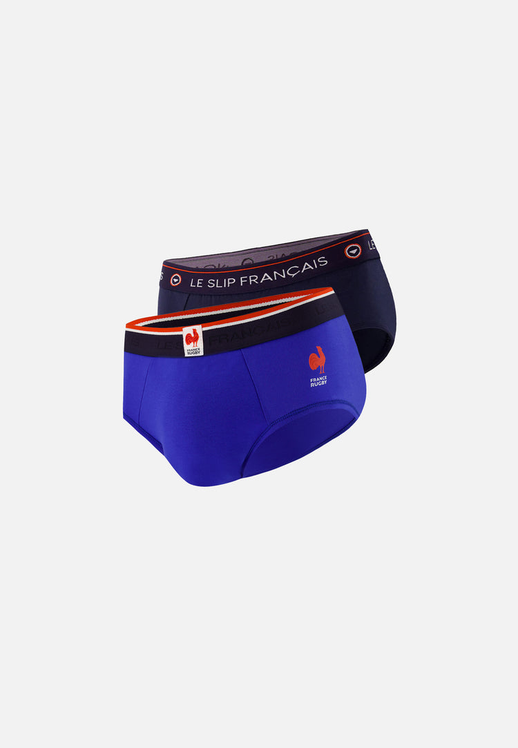 Lot de 2 slips en coton - Slips XV De France Indigo Rugby Marine - Le Slip Français - 1