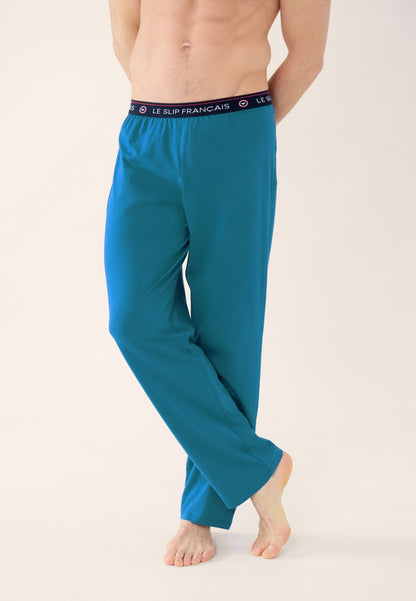 Men's long cotton topaz pajama bottoms - Indomitable Topaz