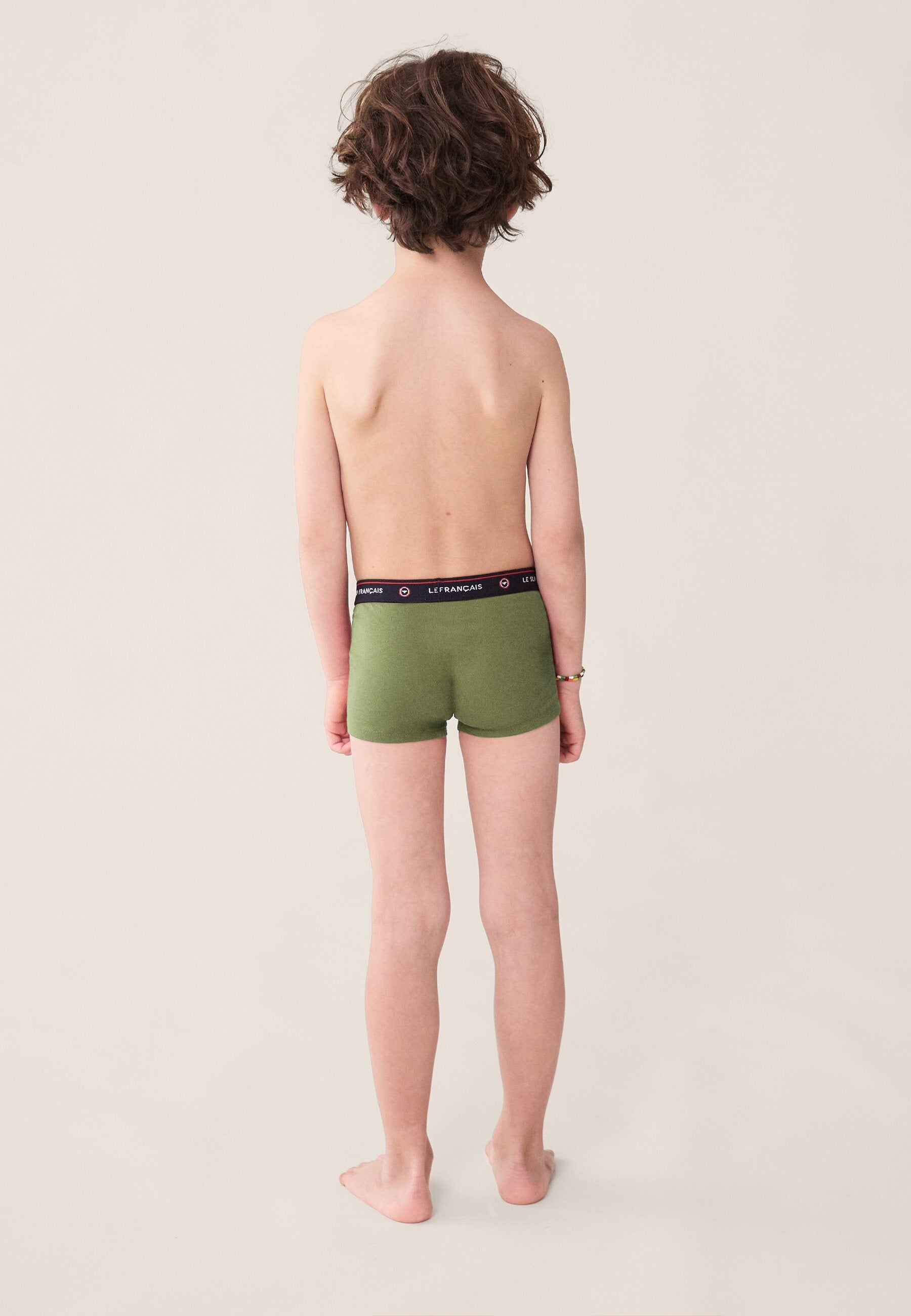 Boxer enfant vert en coton - Petit Joseph Kaki Veronese