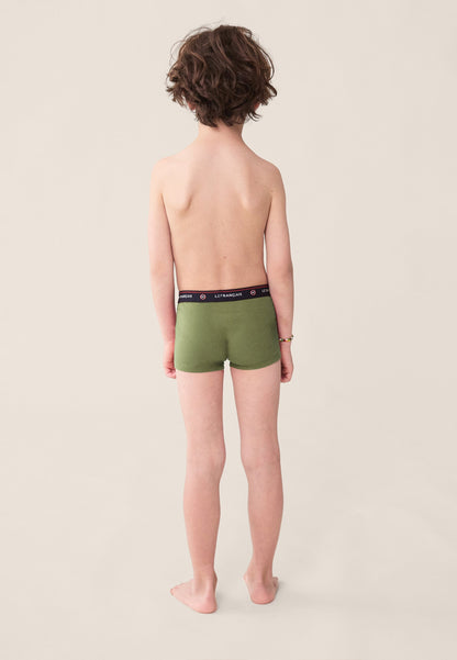 Boxer enfant vert en coton - Petit Joseph Kaki Veronese
