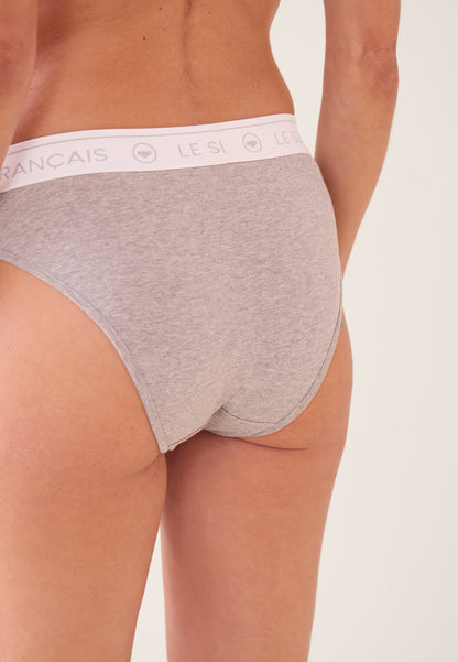 Set of 3 cotton panties - Black, Khaki, Veronese, Heather Grey