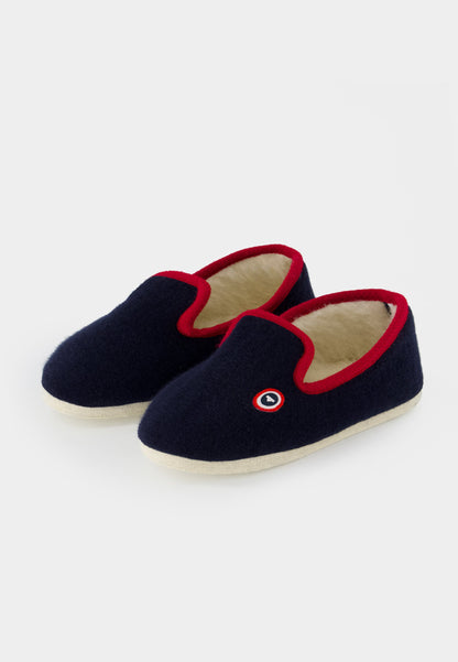 Chaussons d'intérieur bouclette bleu marine - Pantoufles Bouclette Marine