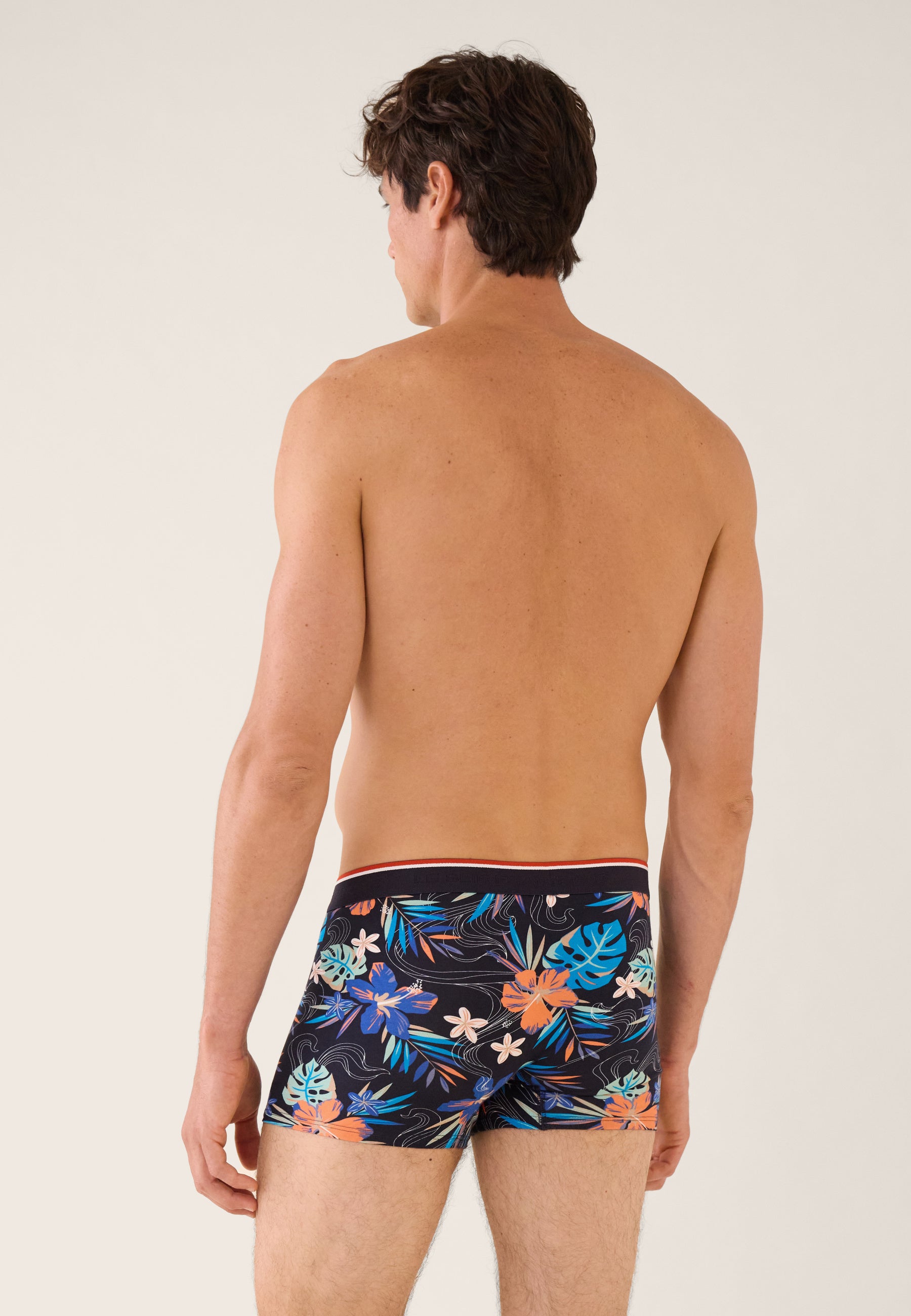 Blue cotton boxer shorts with floral pattern - Marius Hawai Nautical Blue
