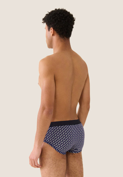 Slip en coton - Terrible Imprimé Diago Marine Velours Blanc
