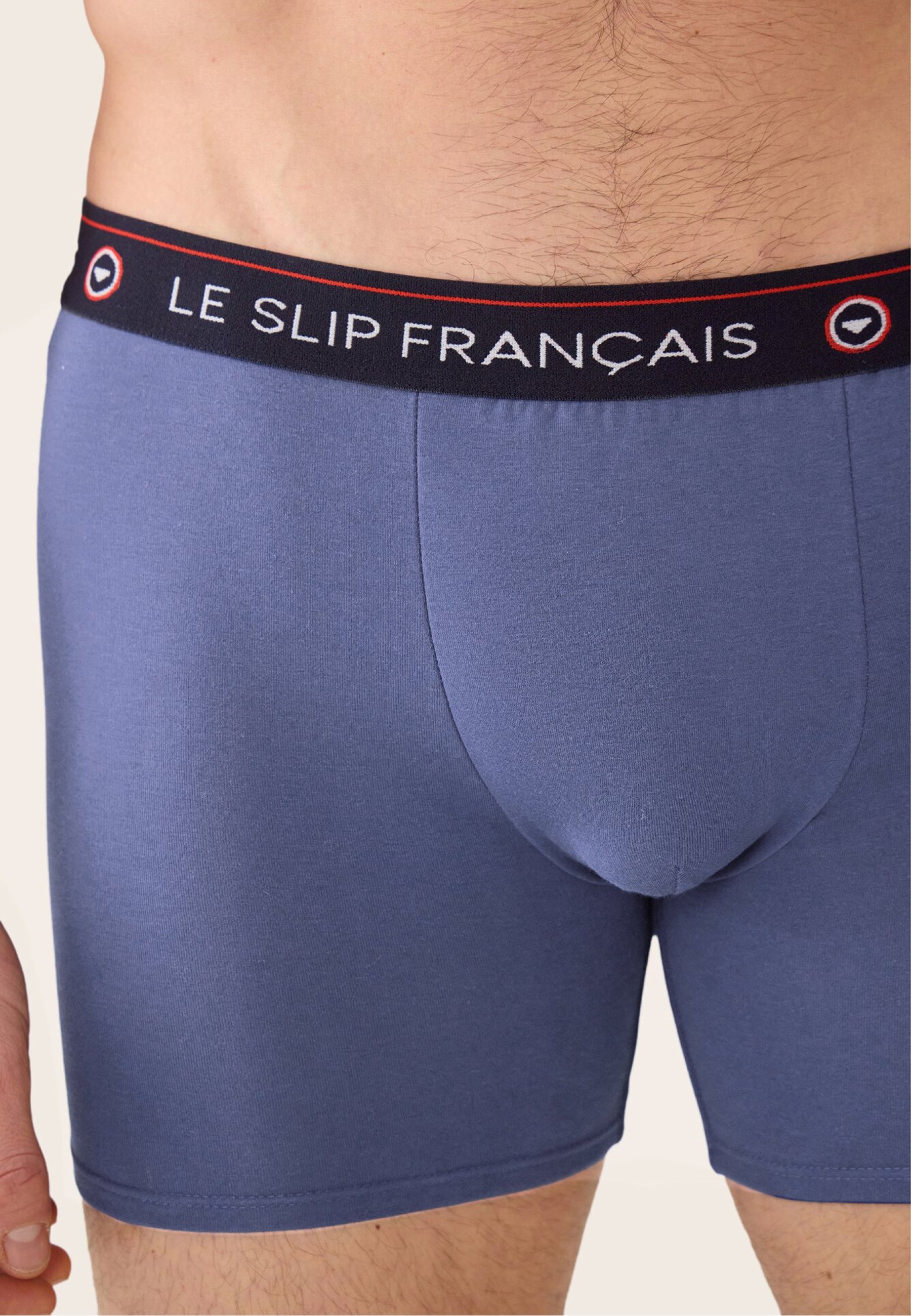Lot de 3 boxers longs en coton - Boxers Longs Marine Bleu Jean Noir